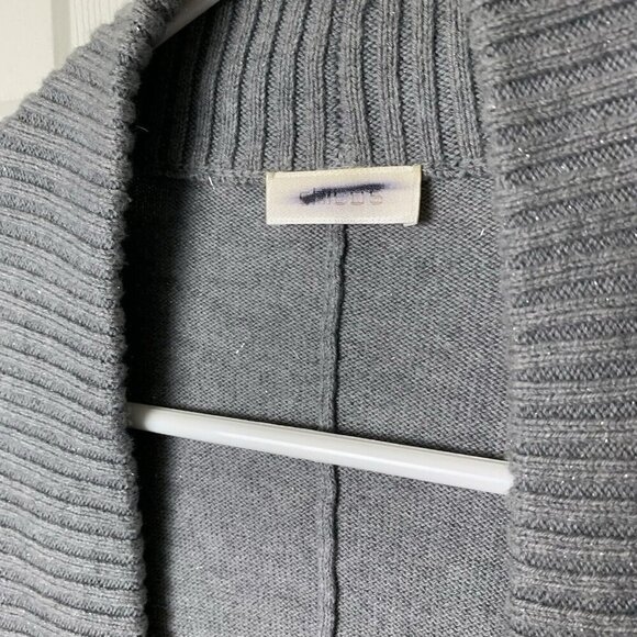 Chico's Women's Sweater Open Cardigan Size Small Gray Metallic Knit - Picture 2 of 7